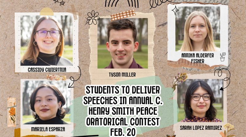 Students to deliver speeches in annual C. Henry Smith Peace Oratorical Contest Feb. 20