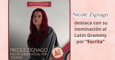 Nicole Zignago destaca con su nominación al Latin Grammy por “Escrita”
