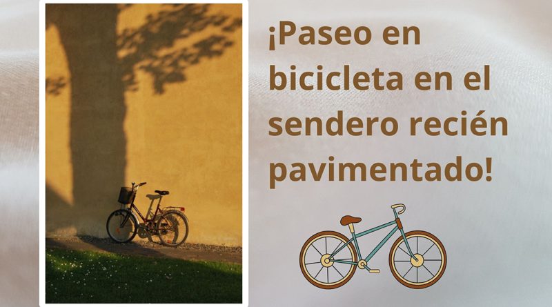 ¡Paseo en bicicleta en el sendero recién pavimentado!