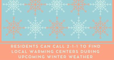 Residents can call 2-1-1 to find local warming centers during upcoming winter weather