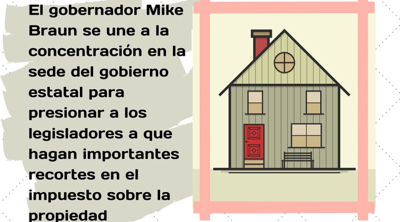 El gobernador Mike Braun se une a la concentración en la sede del gobierno estatal para presionar a los legisladores a que hagan importantes recortes en el impuesto sobre la propiedad