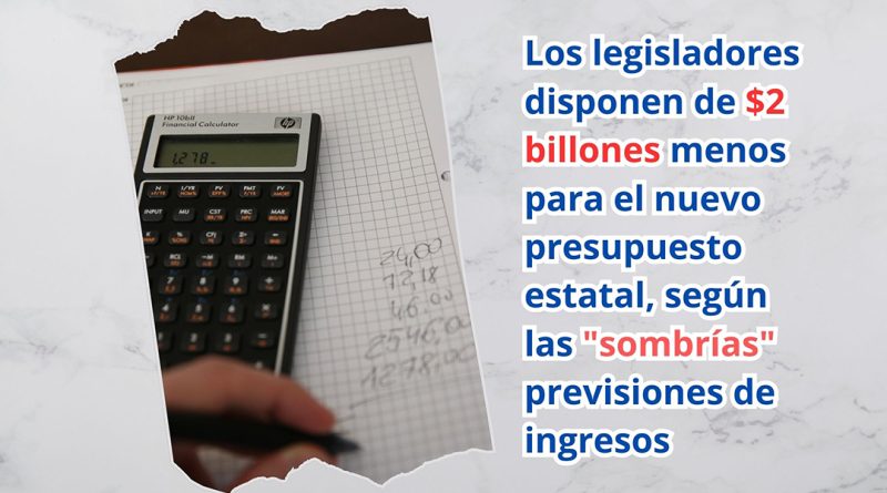 Los legisladores disponen de $2 billones menos para el nuevo presupuesto estatal, según las "sombrías" previsiones de ingresos