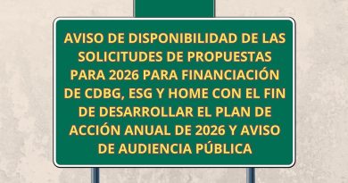 AVISO DE DISPONIBILIDAD DE LAS SOLICITUDES DE PROPUESTAS PARA 2026 PARA FINANCIACIÓN DE CDBG, ESG Y HOME CON EL FIN DE DESARROLLAR EL PLAN DE ACCIÓN ANUAL DE 2026 Y AVISO DE AUDIENCIA PÚBLICA