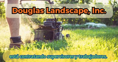 Douglas Landscape, Inc. está contratando supervisores y trabajadores.