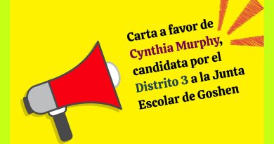 Carta a favor de Cynthia Murphy, candidata por el Distrito 3 a la Junta Escolar de Goshen